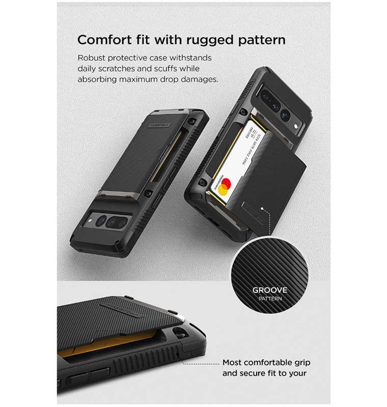 GOOGLE PIXEL 7 PRO PREMIUM RUGGED DAMDA GLIDE CARD CASE BLACK | VRS DESIGN