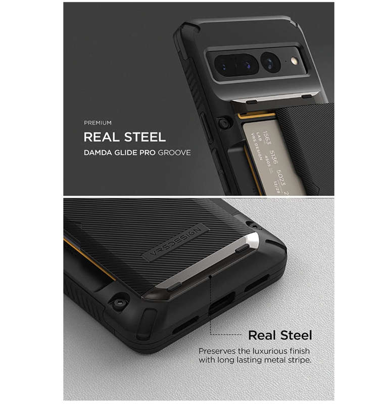GOOGLE PIXEL 7 PRO PREMIUM RUGGED DAMDA GLIDE CARD CASE BLACK | VRS DESIGN