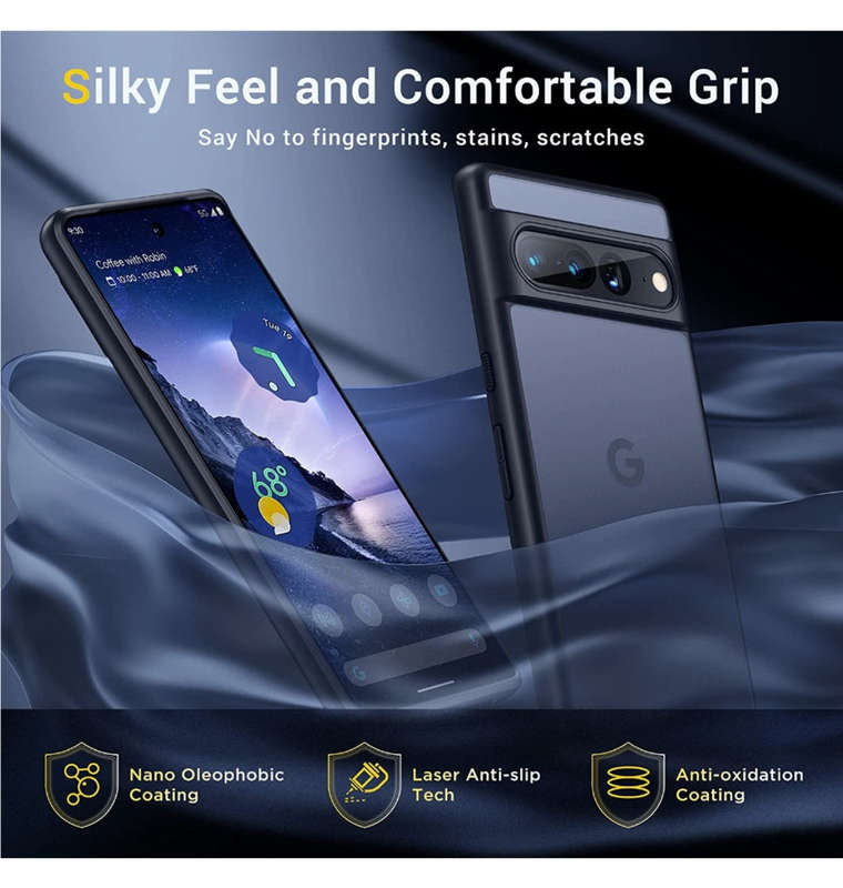 GOOGLE PIXEL 7 PRO PREMIUM SLIM TRANSLUCENT BUMPER CASE MATTE BLACK