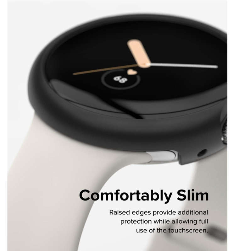 GOOGLE PIXEL WATCH PREMIUM SLIM PROTECTIVE CASE BLACK/CLEAR 2PK | RINGE