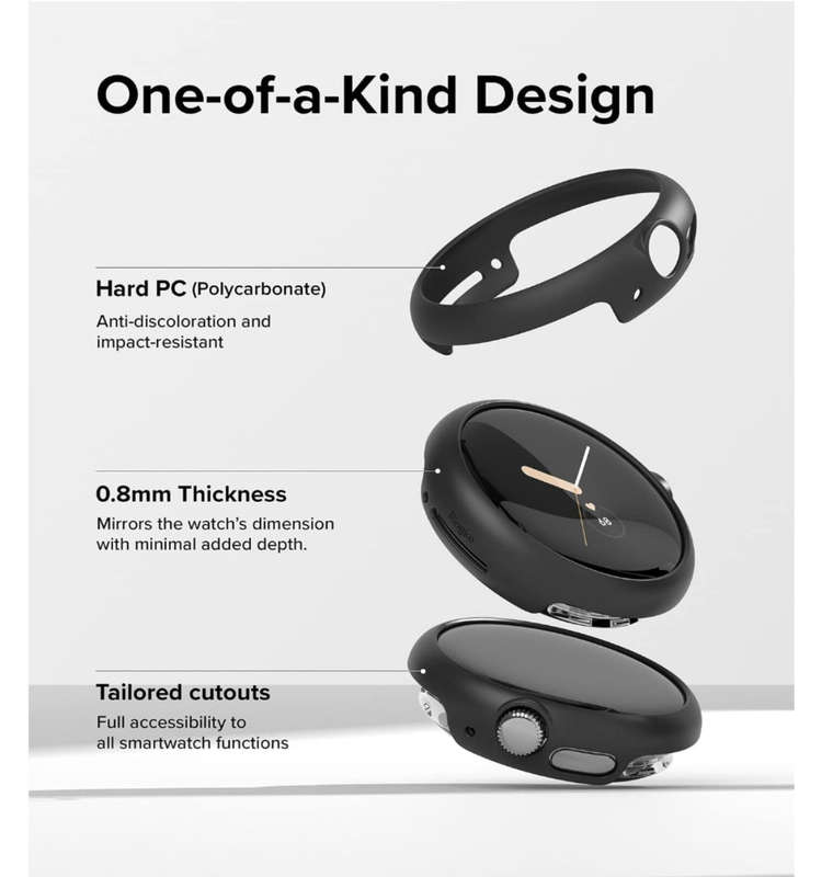 GOOGLE PIXEL WATCH PREMIUM SLIM PROTECTIVE CASE BLACK/CLEAR 2PK | RINGE