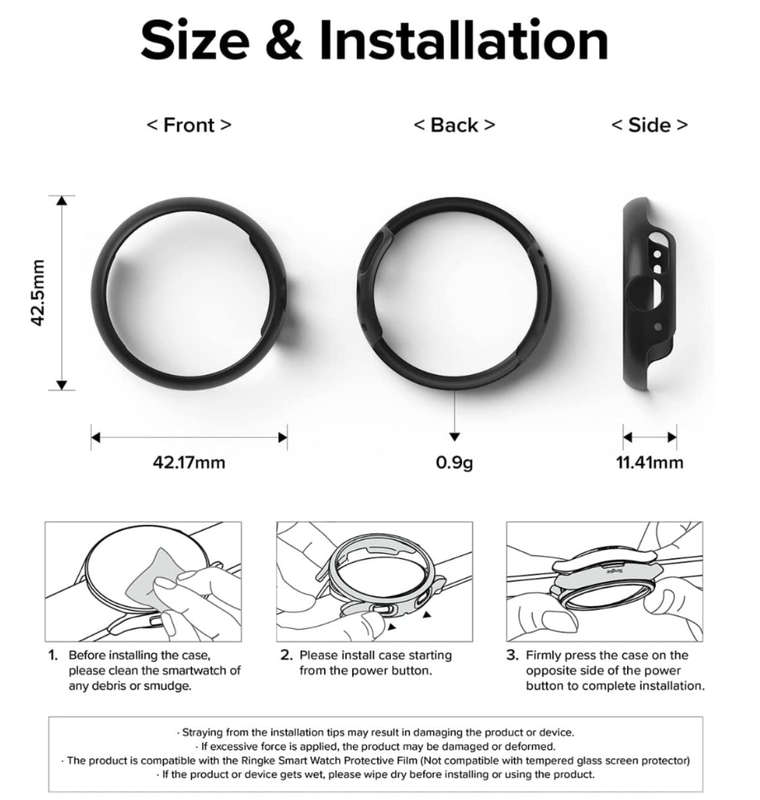 GOOGLE PIXEL WATCH PREMIUM SLIM PROTECTIVE CASE BLACK/CLEAR 2PK | RINGE