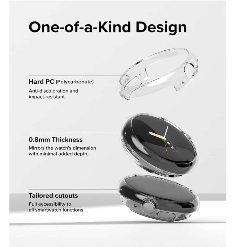 GOOGLE PIXEL WATCH PREMIUM SLIM PROTECTIVE CASE CLEAR 2PK | RINGE