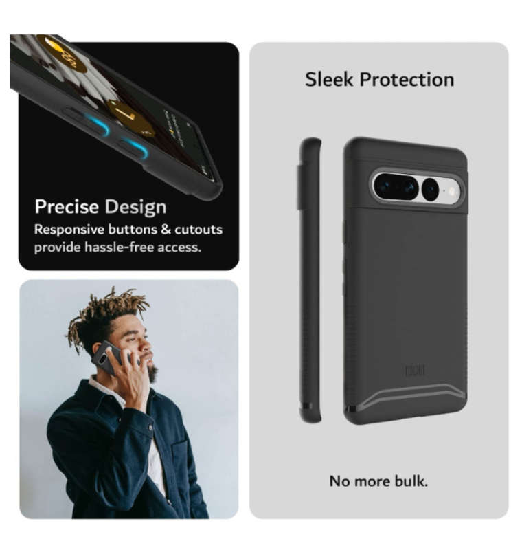 GOOGLE PIXEL 7 PRO PREMIUM SLIM FIT MERGE DUAL LAYER CASE MATTE BLACK | TUDIA