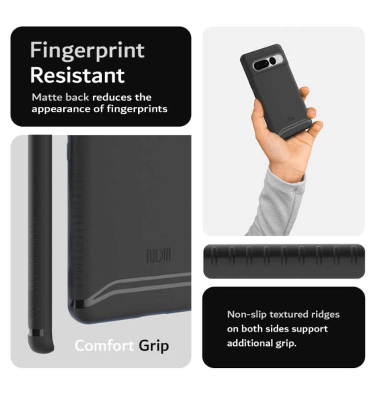 GOOGLE PIXEL 7 PRO PREMIUM SLIM FIT MERGE DUAL LAYER CASE MATTE BLACK | TUDIA