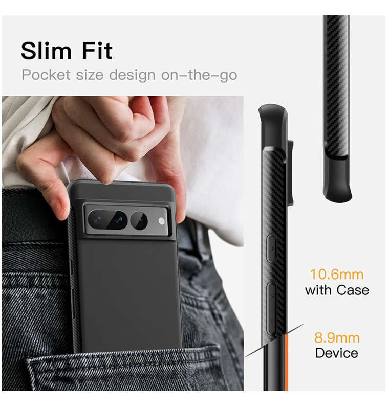 GOOGLE PIXEL 7 PRO PREMIUM SLIM FIT CARBON FIBRE DESIGN CASE MATTE BLACK | JETECH