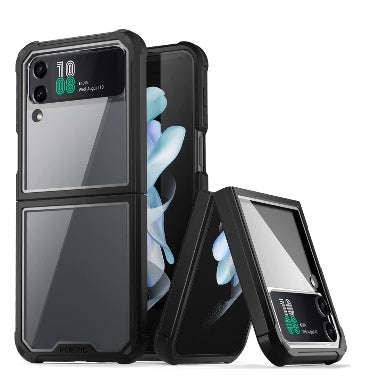 SAMSUNG GALAXY Z FLIP 4 PREMIUM FULL-BODY HYBRID GUARDIAN CASE BLACK/CLEAR | POETIC