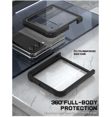 SAMSUNG GALAXY Z FLIP 4 PREMIUM FULL-BODY HYBRID GUARDIAN CASE BLACK/CLEAR | POETIC