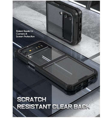 SAMSUNG GALAXY Z FLIP 4 PREMIUM FULL-BODY HYBRID GUARDIAN CASE BLACK/CLEAR | POETIC