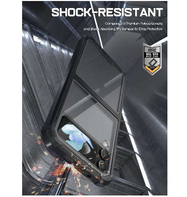 SAMSUNG GALAXY Z FLIP 4 PREMIUM FULL-BODY HYBRID GUARDIAN CASE BLACK/CLEAR | POETIC