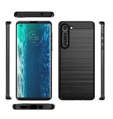 MOTOROLA MOTO EDGE (2020) ULTRA SLIM BRUSHED CARBON FIBRE DESIGN TPU CASE BLACK