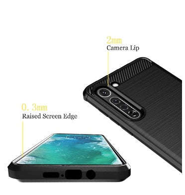MOTOROLA MOTO EDGE (2020) ULTRA SLIM BRUSHED CARBON FIBRE DESIGN TPU CASE BLACK
