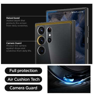 SAMSUNG GALAXY S23 ULTRA PREMIUM ULTRA HYBRID CASE BLACK/CLEAR | SPIGEN