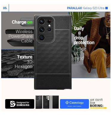 SAMSUNG GALAXY S23 ULTRA PREMIUM PARALLAX SERIES PROTECTIVE CASE MATTE BLACK | CASEOLOGY