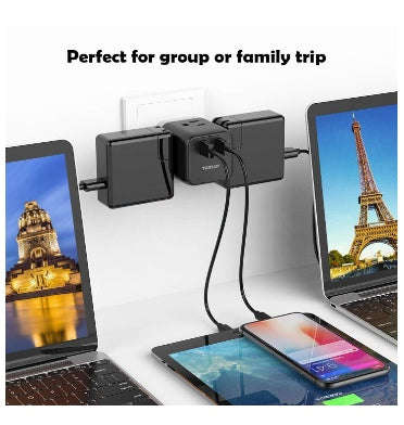 EUROPEAN 5in1/USA TRAVEL PLUG ADAPTER WITH USB PORT | TESSAN