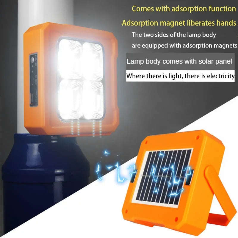Solar Powered 124LED Work Light 3000mah Battery