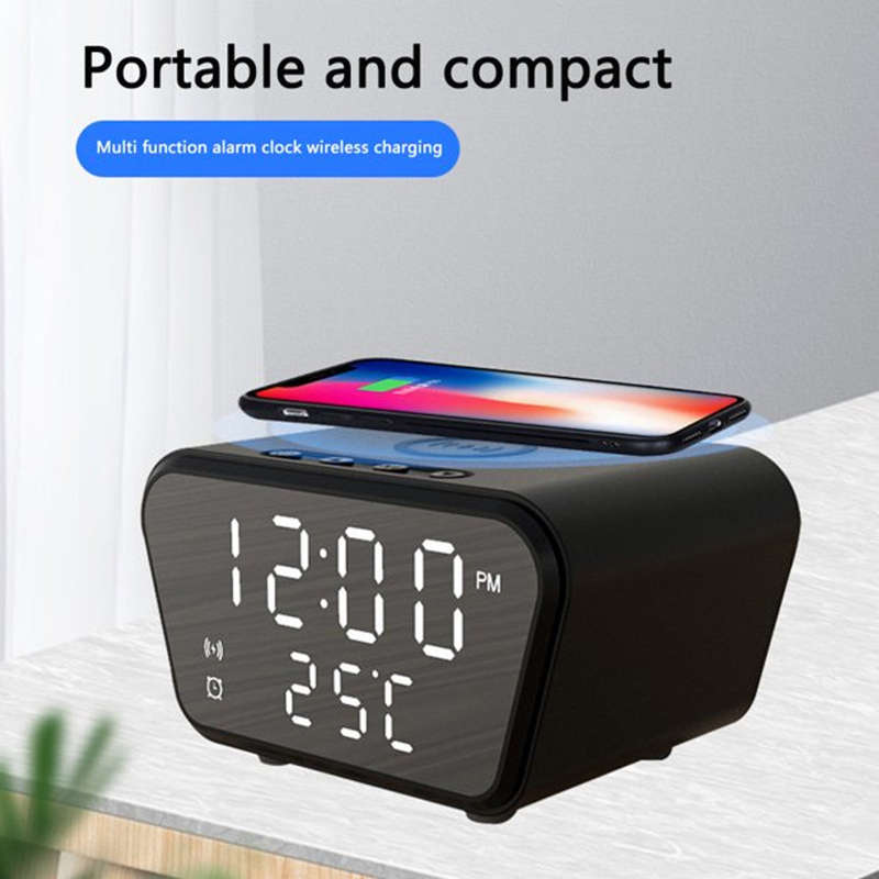 15W Alarm Clock With Wireless Charger + Temperature
