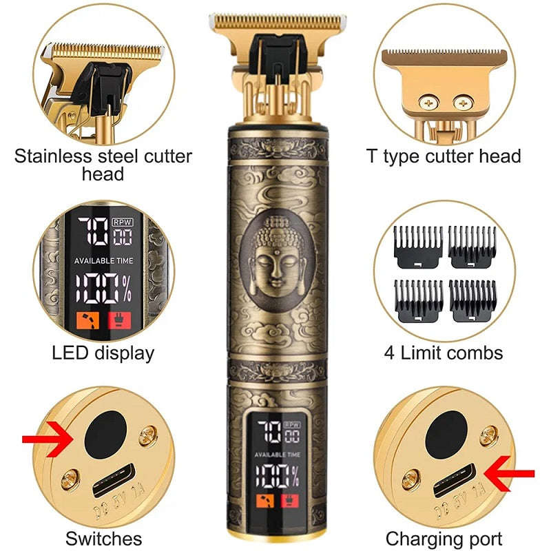 Professional LCD Display USB Charging Hair Trimmer 1200Mah