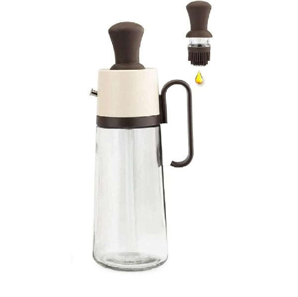 630ml Assorted Color Glass Seasoning Bottle With Pastry Oil Brush For Cooking And Baking