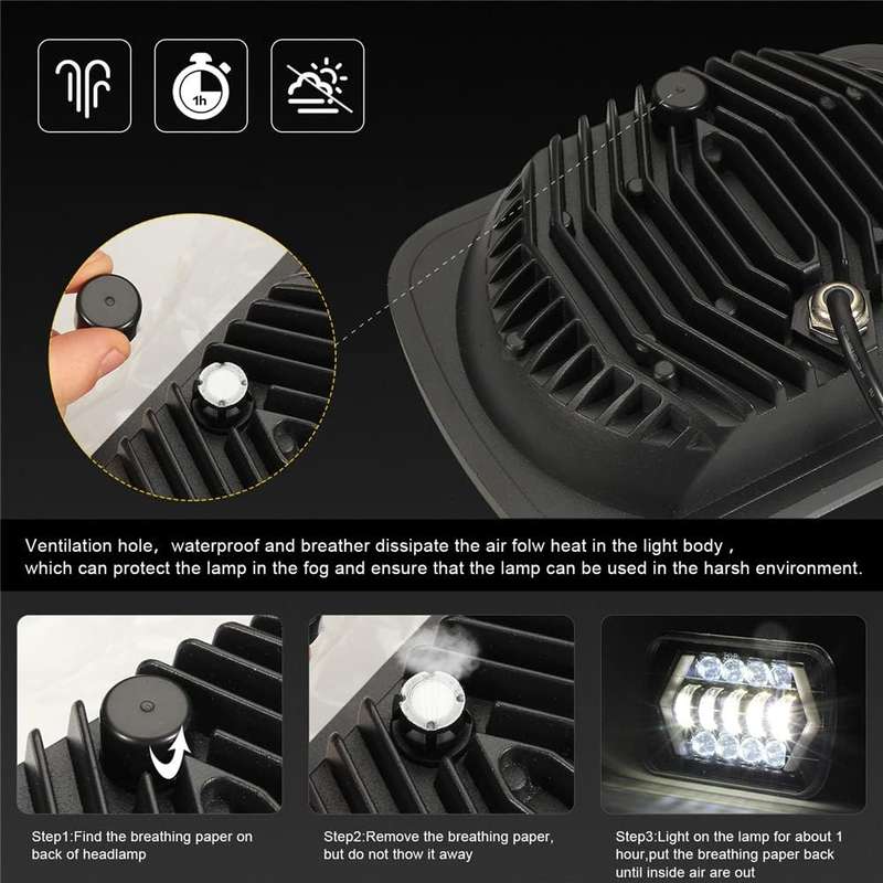 300W 7 inch LED Car Headlight Aluminum Shell Square (Single)