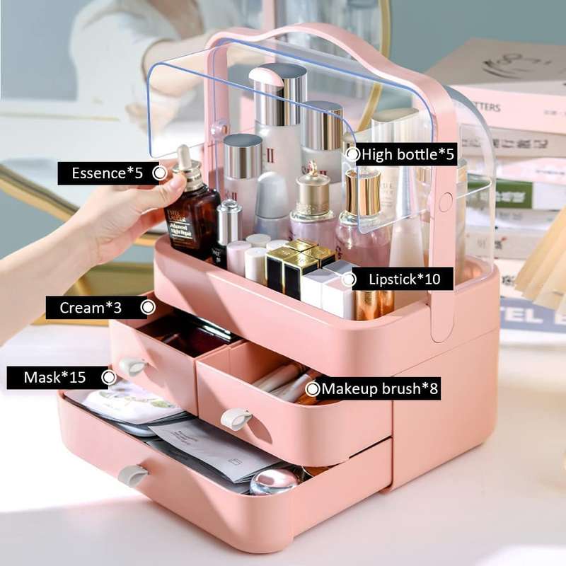 Cosmetics Storage Case With 3 Drawers