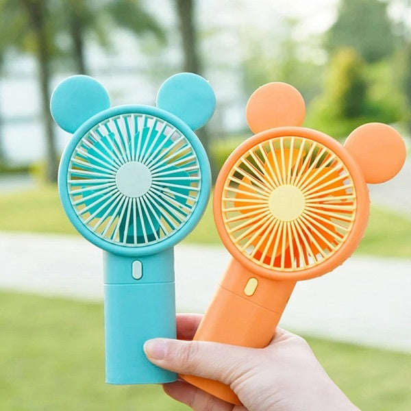 Mini Rechargeable Cartoon Fan With Phone Holder Base