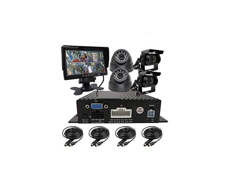 720P 4 Channel Vehicle AHD SD Card MDVR Kit Camera System - No 3g & gps