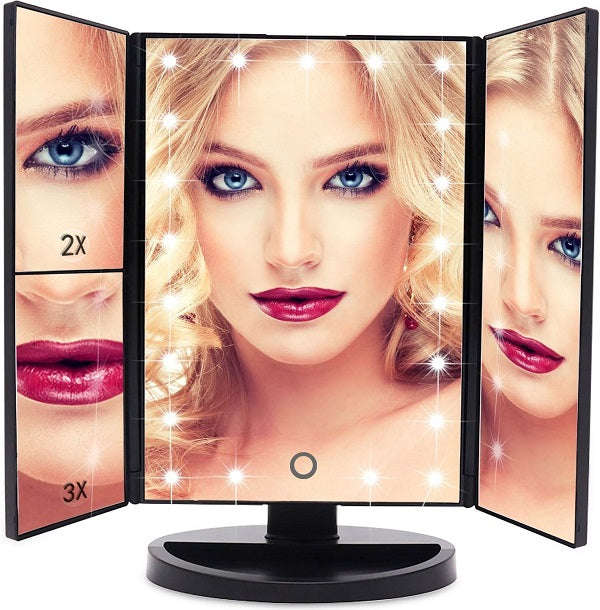 Desktop Mirror with LED Light + Magnifiers