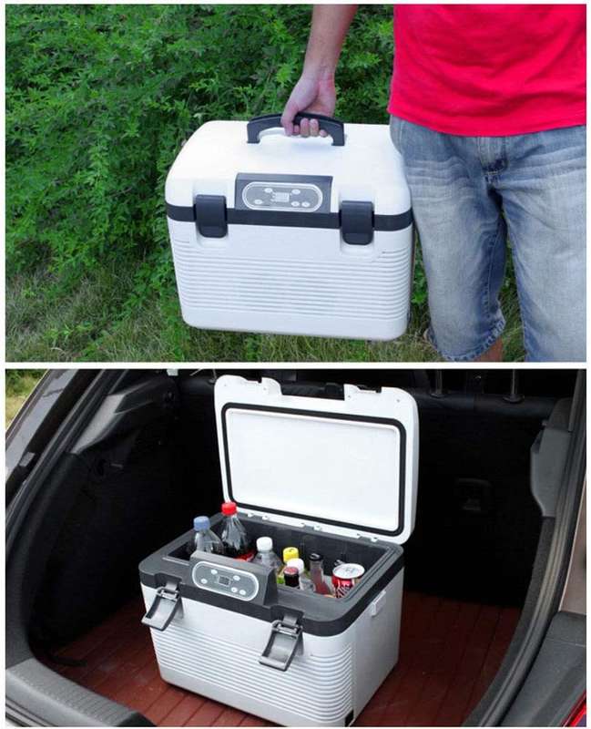 18L Car Fridge, High-Tech Dual-Core, Outdoor Travel Portable Car Cool and Warm Electric Cool Box ...
