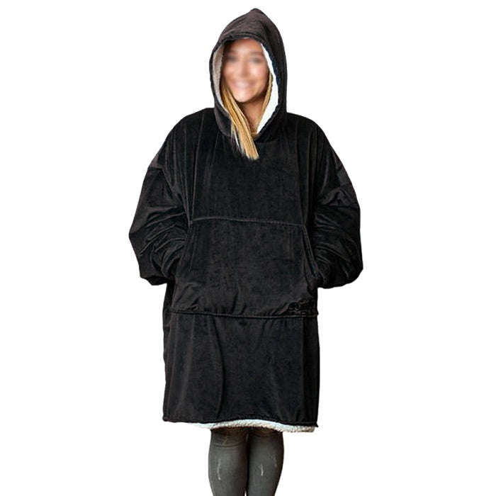 Huggle Hoodie, Ultra Plush Blanket, One Size fit all - Black