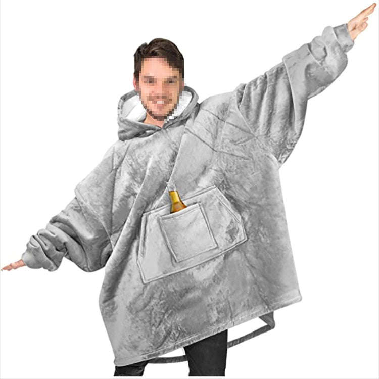 Huggle Hoodie, Ultra Plush Blanket, One Size fit all - Gray