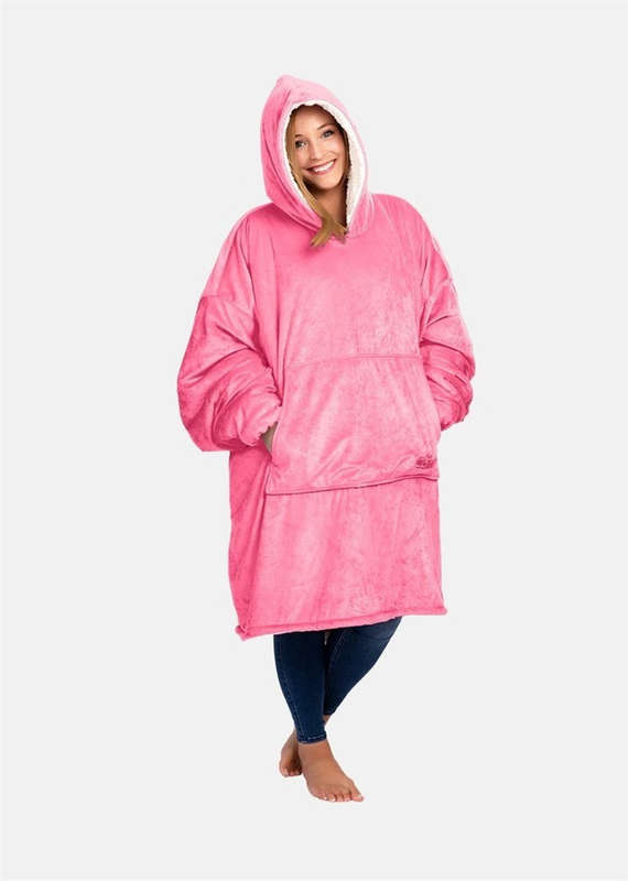 Huggle Hoodie, Ultra Plush Blanket, One Size fit all - Pink