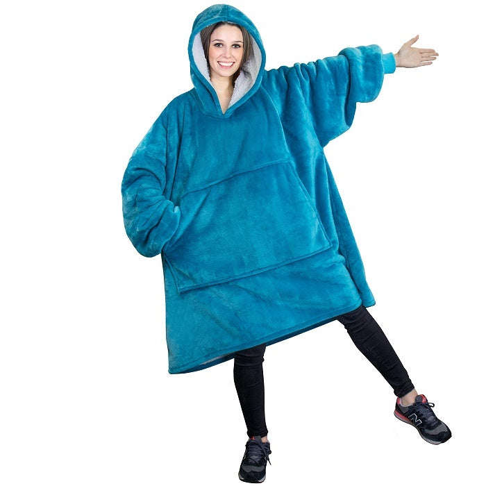 Huggle Hoodie, Ultra Plush Blanket, One Size fit all - Sea Blue
