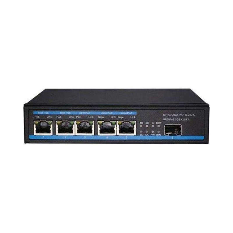 SOLAR SWITCH 6 PORT GIGABIT SOLAR UNMANAGED ,5P POE, 1SFP