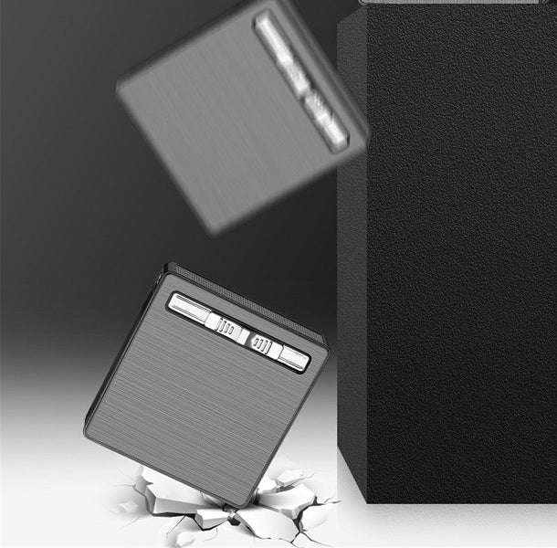 Cigarette Holder Case with Gas Refillable Lighter, Fits 10 Cigarettes
