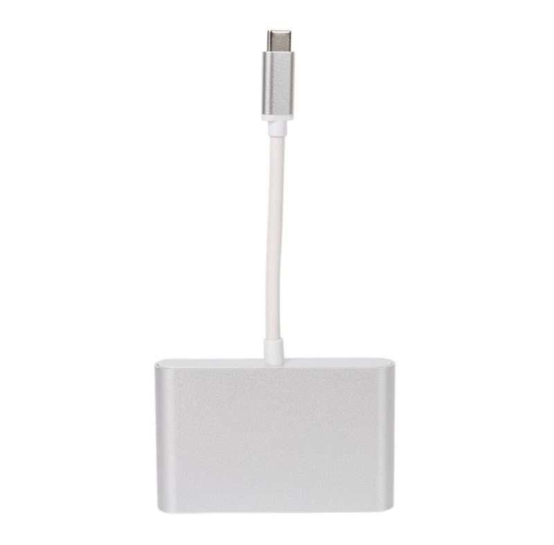 USB 3.1 USB-C Type C to VGA Digital AV USB OTG Charger Adapter - Silver