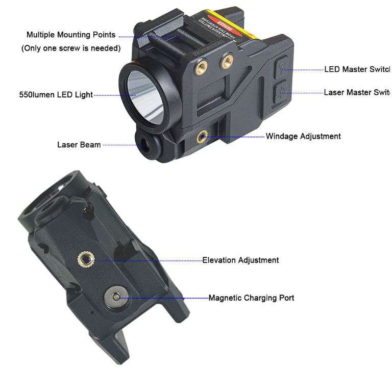 Tactical High Lumen 500lm LED Flashlight And Laser Sight Combo