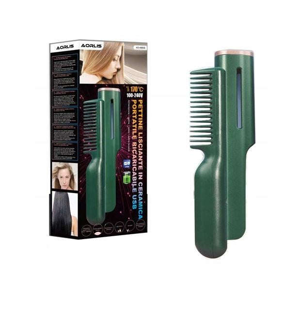 Rechargeable Portable Ceramic Heated Comb Iron