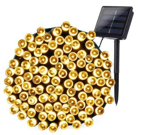 10M Solar Powered 100 LED Fairy Light Warm White