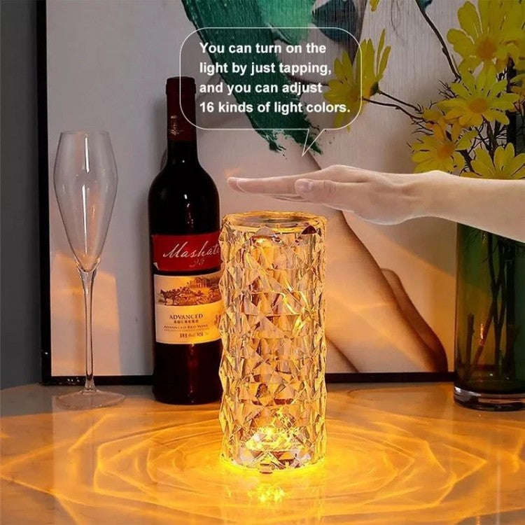 Rechargeable 3 LED Mode Crystal Acrylic Glass Table Lamp