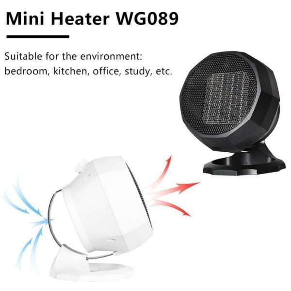 1800W Mini Ceramic Indoor Heater Fan with 3 Levels, Continuous Rotation & Warmth Temperature Control