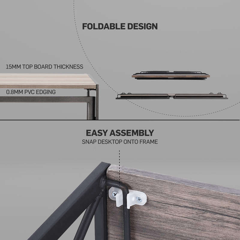 Everfurn SkyBright Folding Desk, No Assembly Required, Office Desk