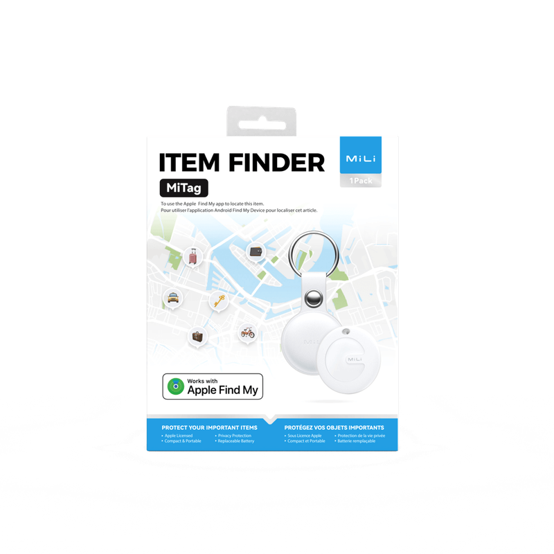 MiTag Apple Compatible Tag with Leather Keychain Accessory - 1 Pack