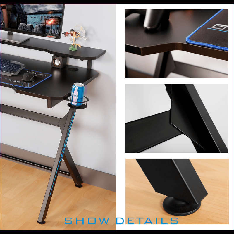 VX Gaming Donahue Gaming Desk Black, Headphone Hook