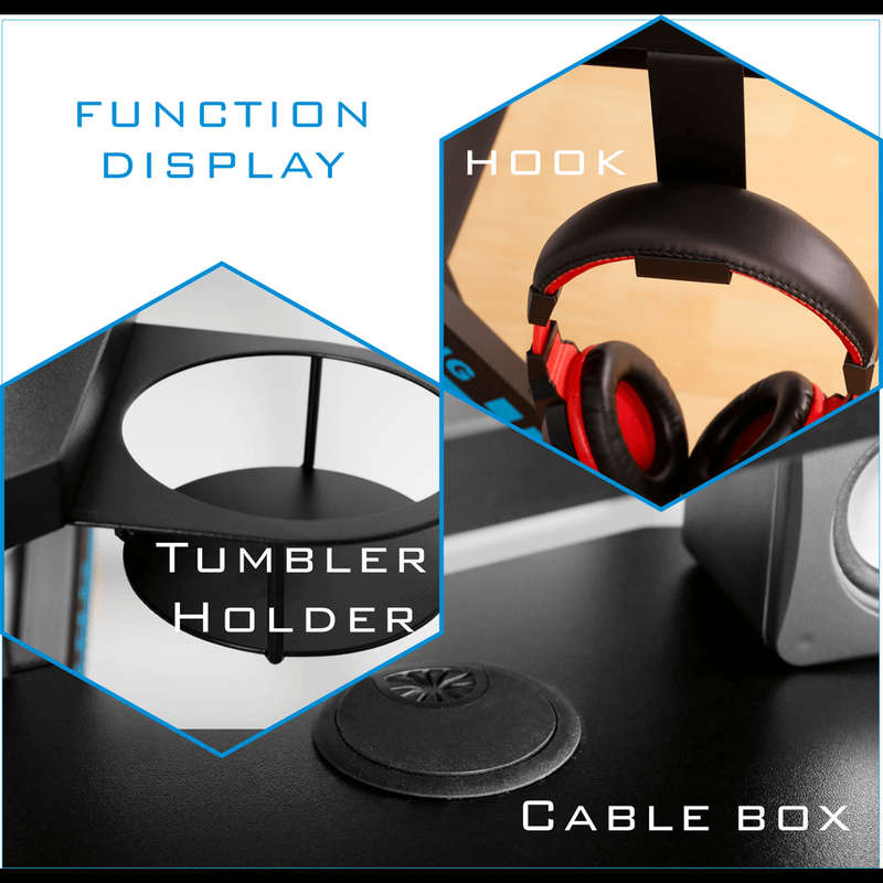 VX Gaming Donahue Gaming Desk Black, Headphone Hook