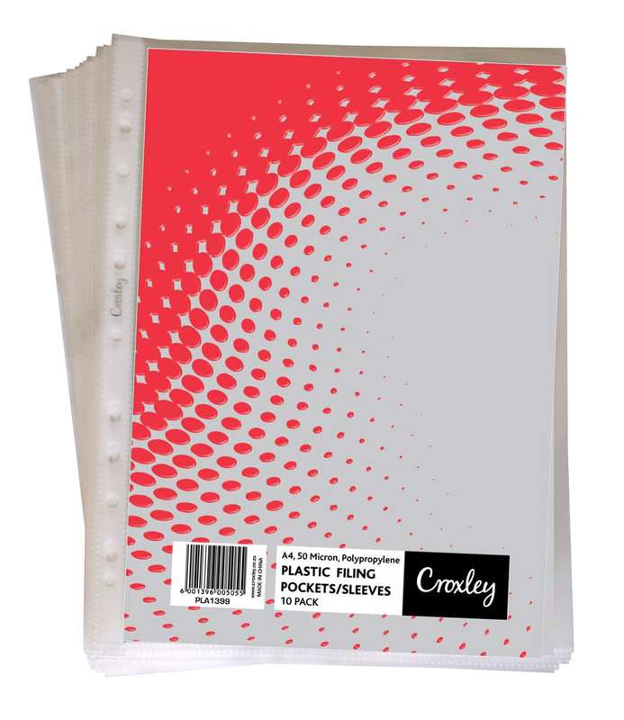 CROXLEY A4 Filing Pocket 10 Pockets - 50 Mic (PLA1399) Each