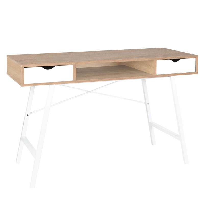 Everfurn Rain Work Desk, Two Drawers, Steel Frame, Adjustable Feet, Study Desk