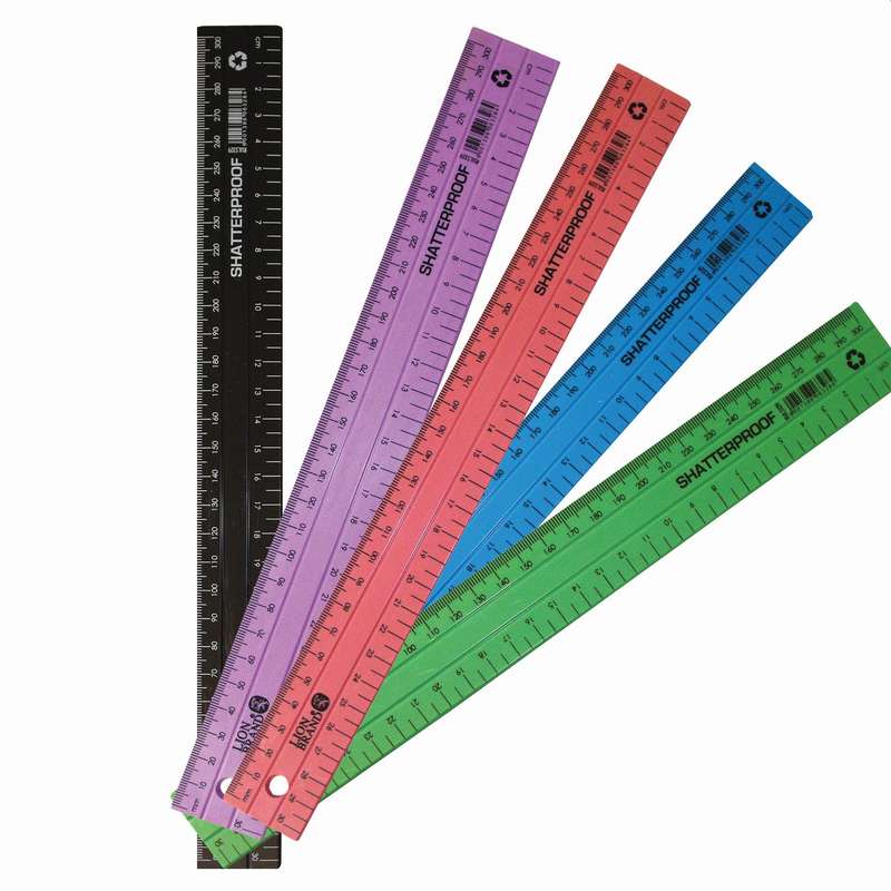 RUL5329 LION BRAND Ruler 30cm Ass. Shatterproof Recycled