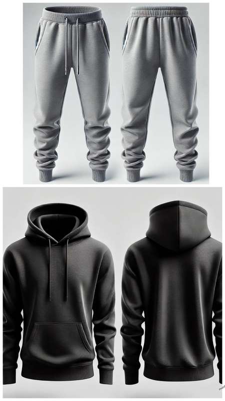 Unisex Black Hoodie & Gray Sweatpants Set