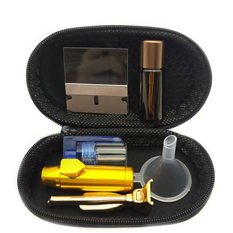 Snorting Party Set For Snuff Powders Coca Snuff Sniffing Snorting Tube Set With Glass Pill Bottle...